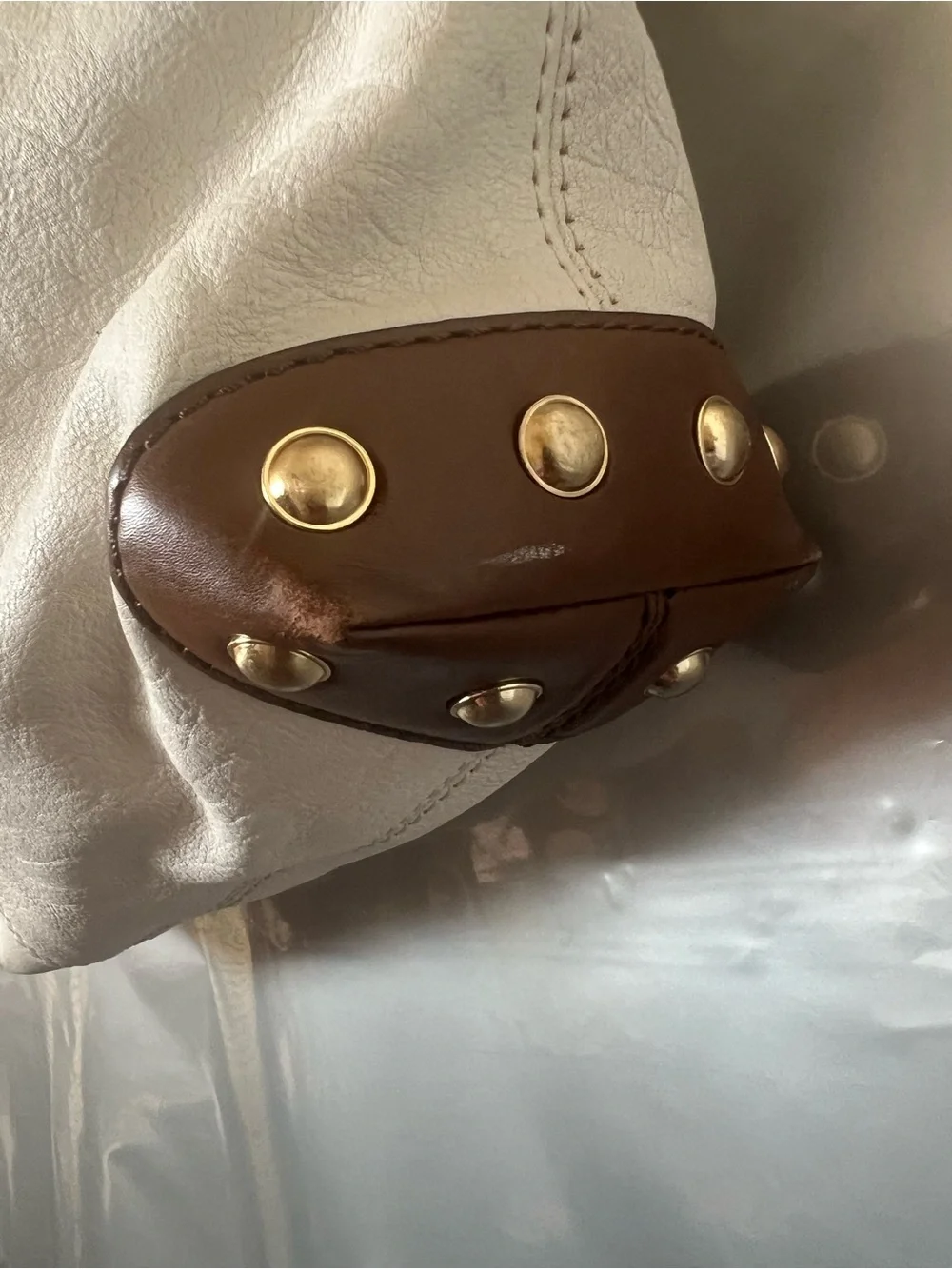 *PROJECT BAG** MICHAEL Michael Kors White and Brown Leather Shoulder Tote.